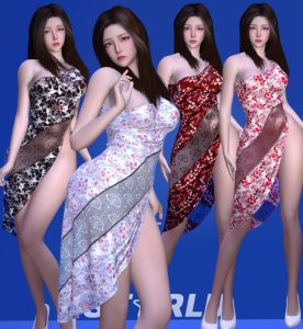 服饰starlu.Blossom_Seduction_High-Slit_Dress-VAM®克苏恩资源社区